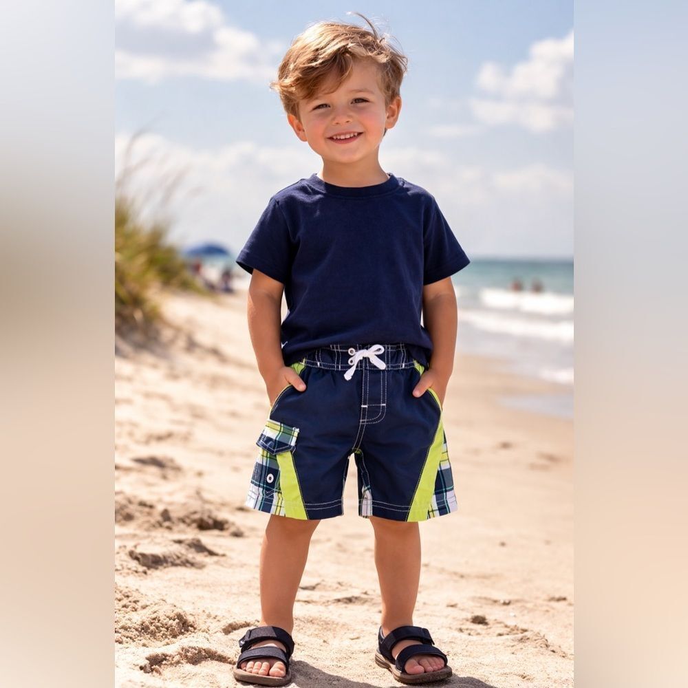 PipelineLittle  Boy’s Lined Swim Bermuda Shorts